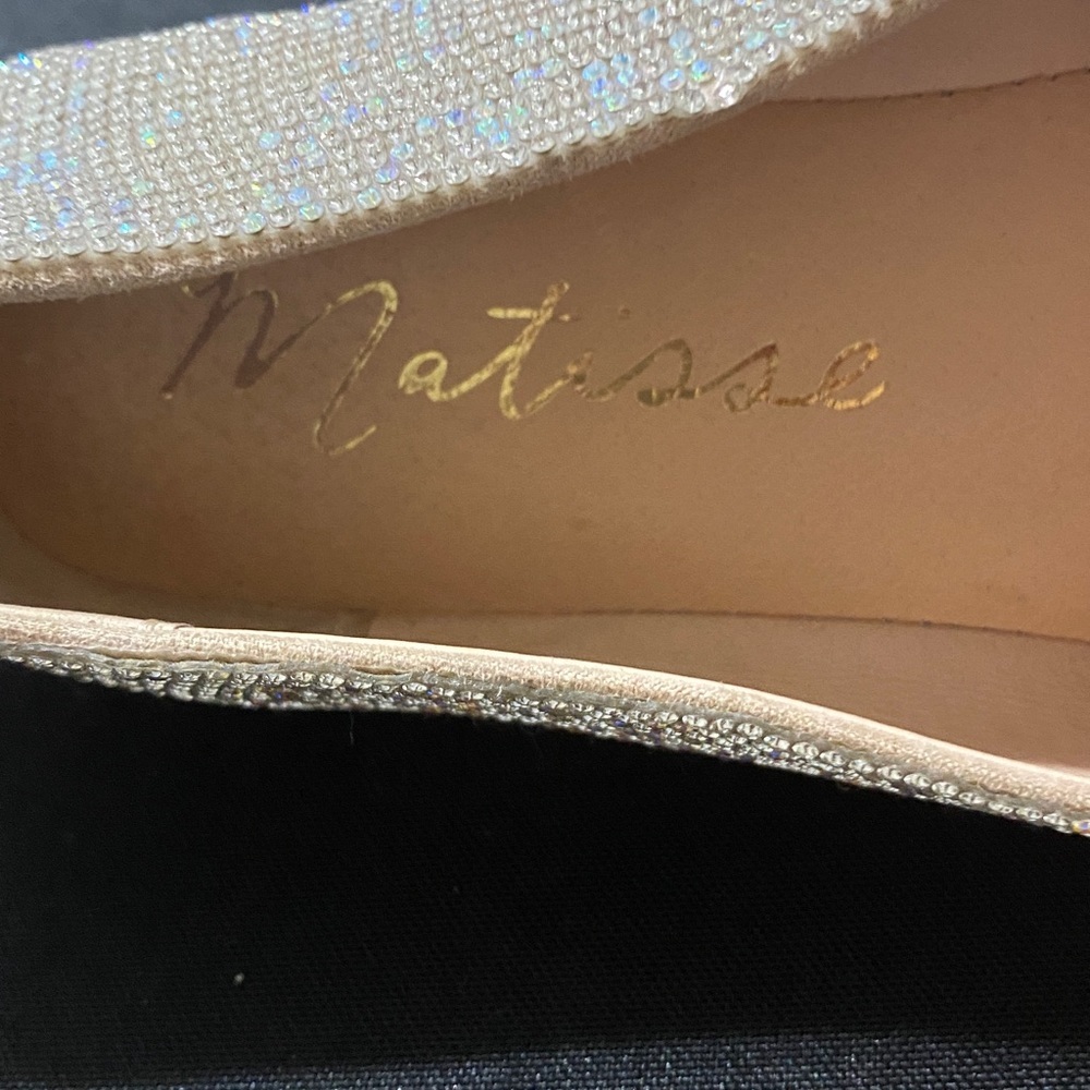 MATISSE WO SIZE 8 Iridescent silver beaded slip on loafer shoe bow accent clean - Picture 2 of 10